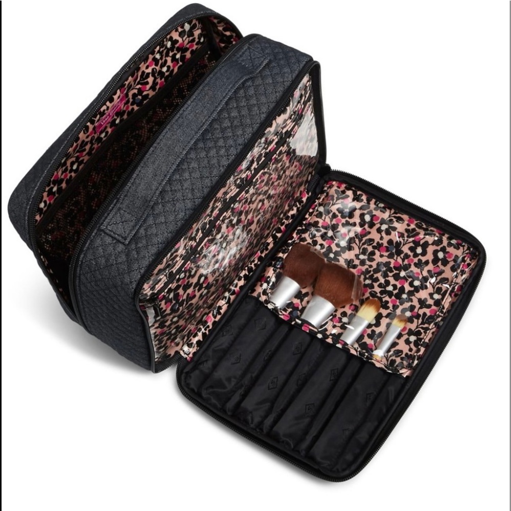 NEW large accessory/cosmetic bag in a beautiful denim cotton fabric
